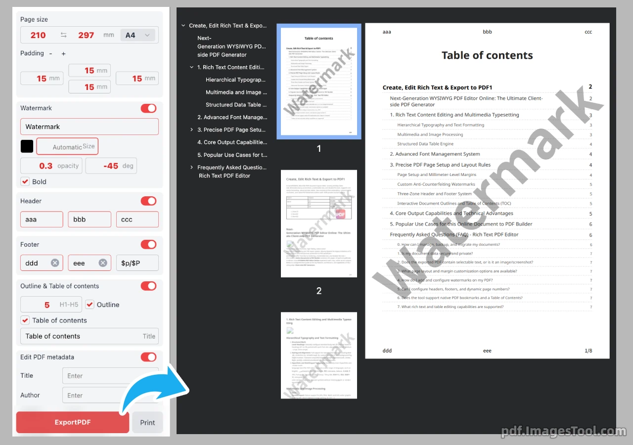 Precise PDF Page Setup and Layout Rules