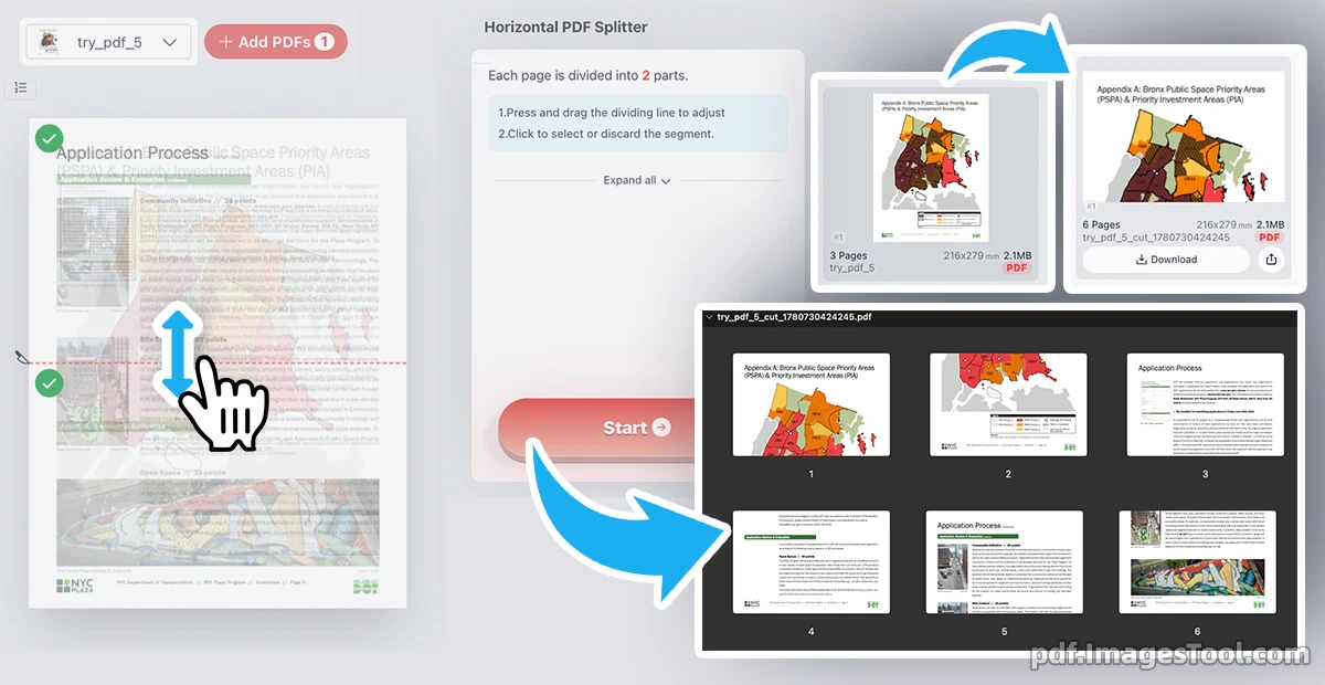 Horizontal PDF Splitter