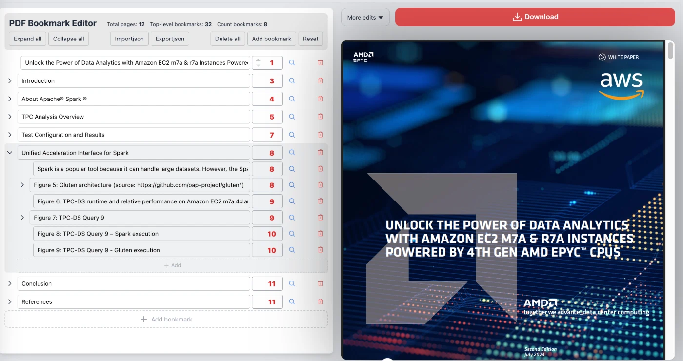 Edit PDF Bookmarks/Outline & Manage Table of Contents