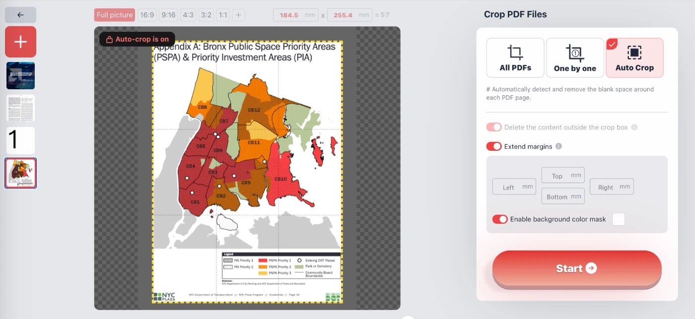 Ritaglio automatico bordi bianchi PDF