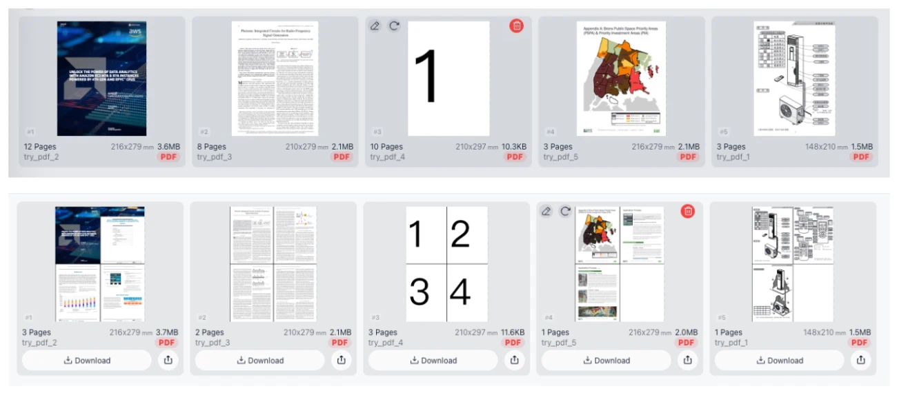 PDF 4-up Объединение 4 исходных страниц в один выходной лист.