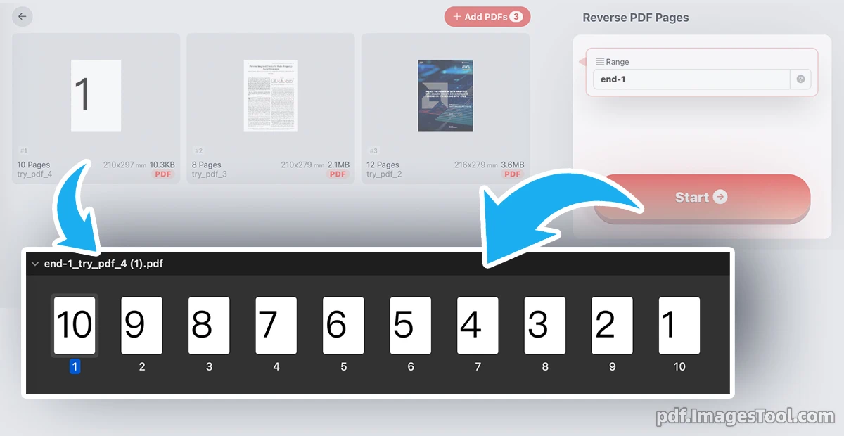 Batch Reverse PDF Page Order - Free PDF Pages Reverser.