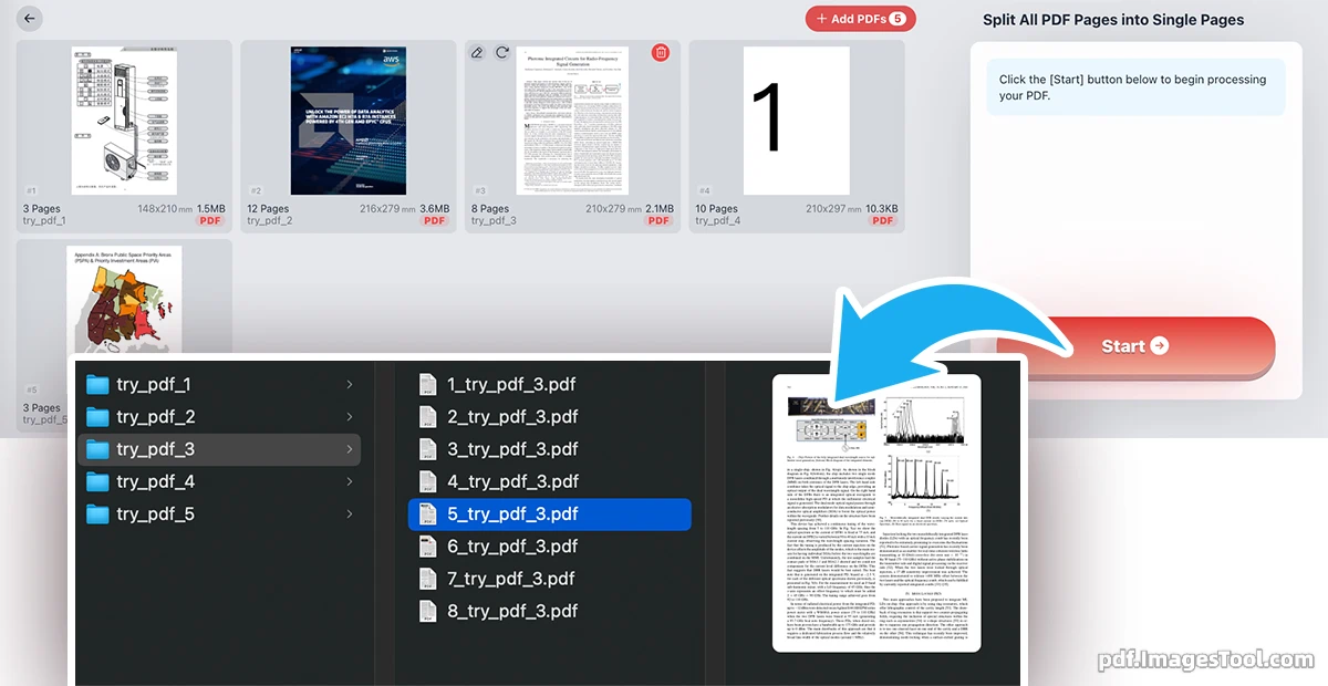 Split PDF Pages Online Tool