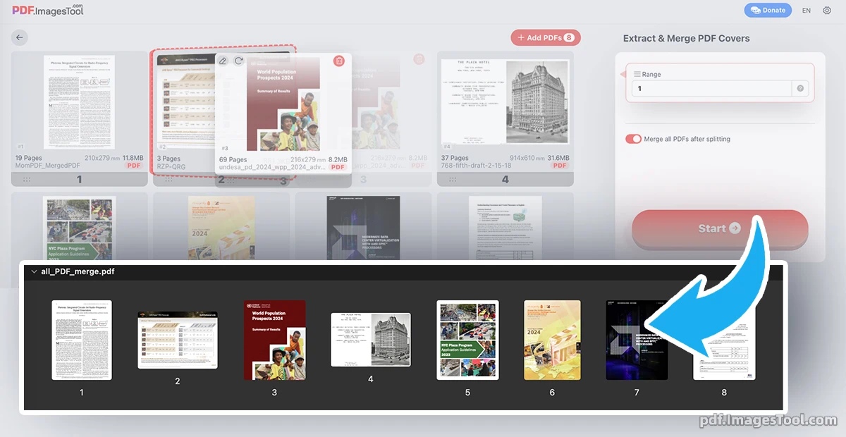 PDF First Page Extractor and Cover Merger Interface