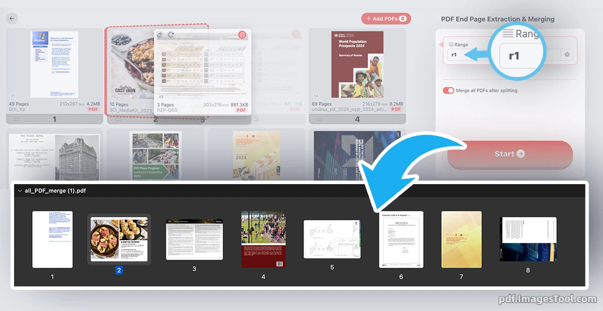Extract PDF Last Pages Tool