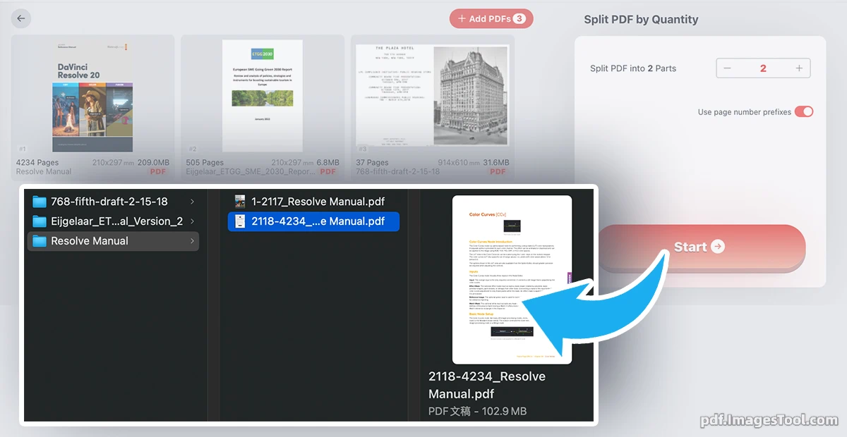 Split PDF into equal parts locally